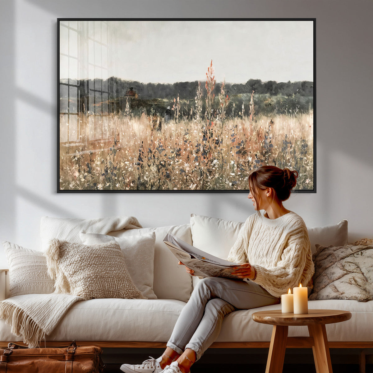 Rustic Field Landscape Wall Art Print, Giclee Canvas Wall Art