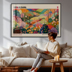 Framed Yayoi Kusama 1986 Wall Art Print | Japanese Wabi Sabi Vibrant Abstract Landscape Canvas