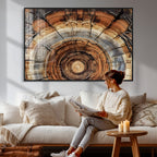 Tree Rings Wall Art Canvas Print, Rustic Wood Grain