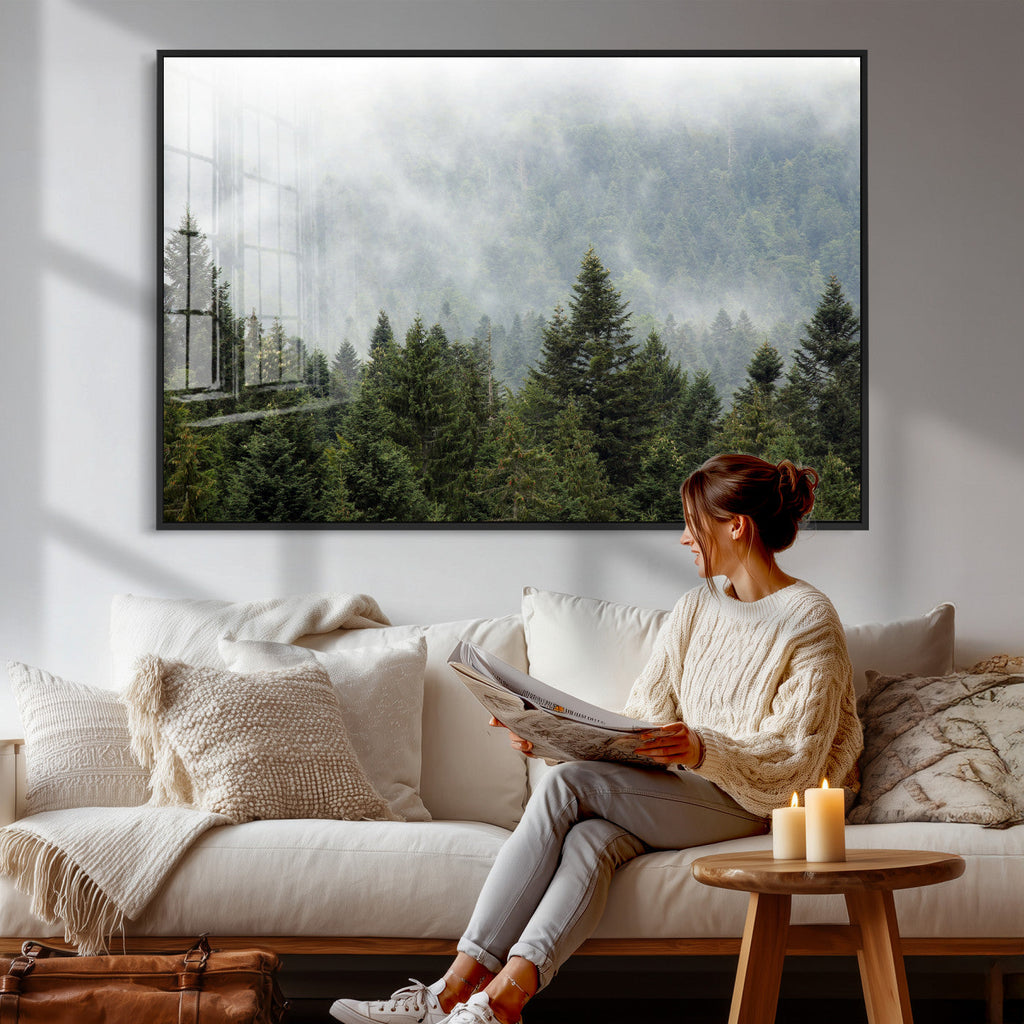 Misty Mountain Forest Wall Art Canvas Print