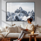 Snowy Mountain Range Canvas Print, Alpine Peaks Landscape Wall Art
