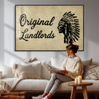 Original Landlords Wall Art Canvas Print, Native American Silhouette Artwork