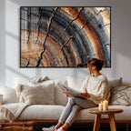 Abstract Tree Ring Wall Art Print, Natural Rustic Wood Grain Canvas