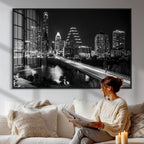 Austin Skyline Wall Art Canvas Print, Austin Downtown Night Cityscape