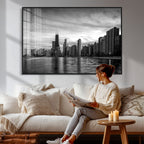 Chicago Wall Art Canvas Print, Chicago City Downtown Night Cityscape