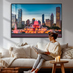 Chicago Wall Art Canvas Print - Chicago City Downtown Night Cityscape
