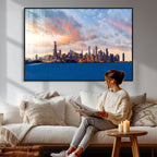 Chicago Wall Art Canvas Print - Chicago City Downtown Night Cityscape