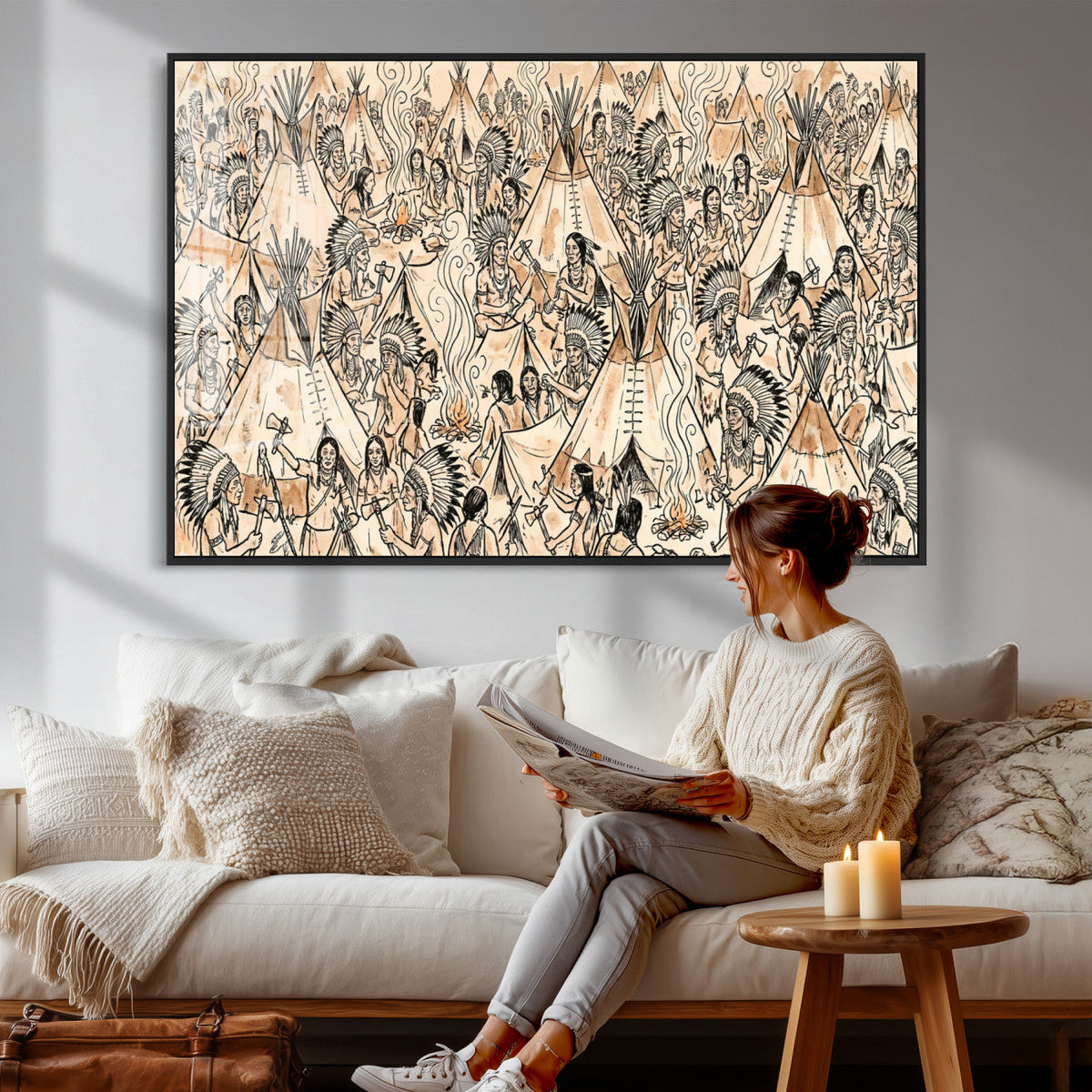 Native American Indian Wall Art Canvas Print
