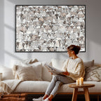 Abstract Texas Cow Wall Art Canvas Print, Farm Longhorn Art for Cabin Decor