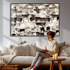 Abstract Texas Longhorn Print, Longhorn Herd Print