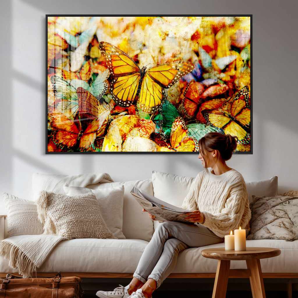 Butterfly Wall Art Canvas Print | Colorful Abstract Nature Artwork