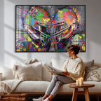Graffiti Football Helmets Wall Art Canvas Print, Urban Street Art