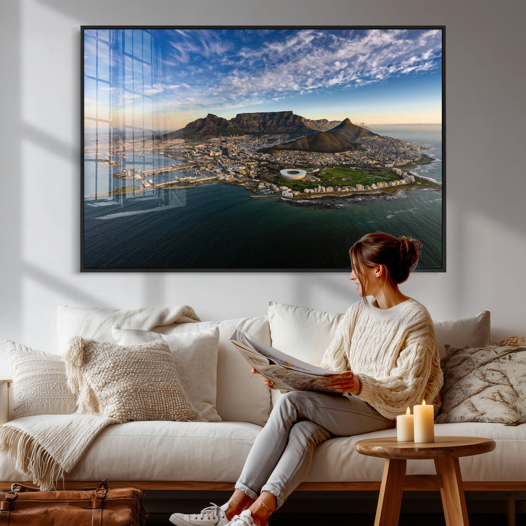 Cape Town Wall Art Canvas Print | Table Mountain Coastal Skyline Panorama