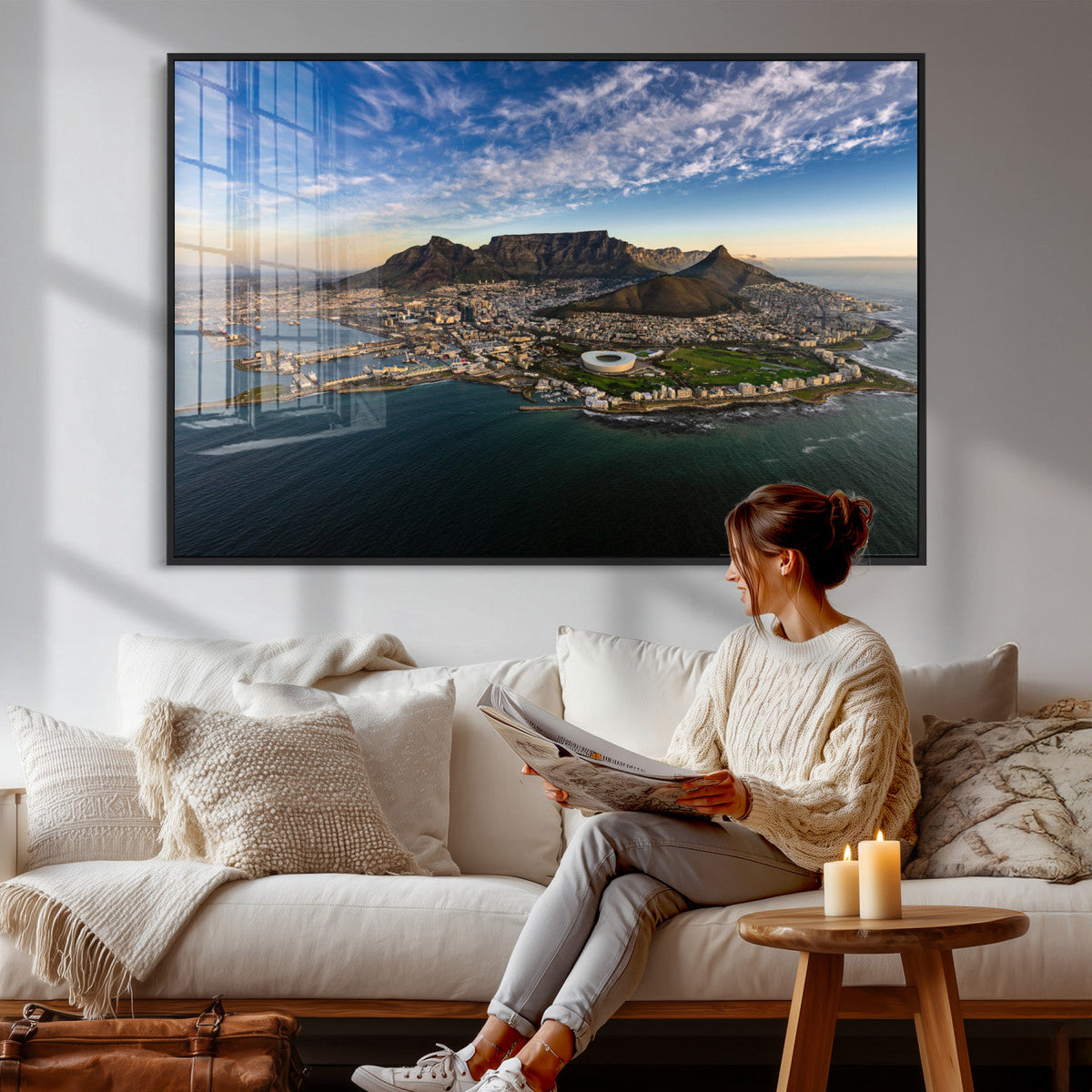 Cape Town Wall Art Canvas Print | Table Mountain Coastal Skyline Panorama