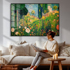 Gustav Klimt Boho Mountain Landscape Large Wall Art, Gold Sun and Flowers Print