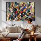 Geometric Abstract Wall Art Canvas Print, Orange Blue