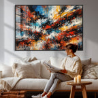 Lyrical Abstract Wall Art Canvas Print, Orange Blue Abstract