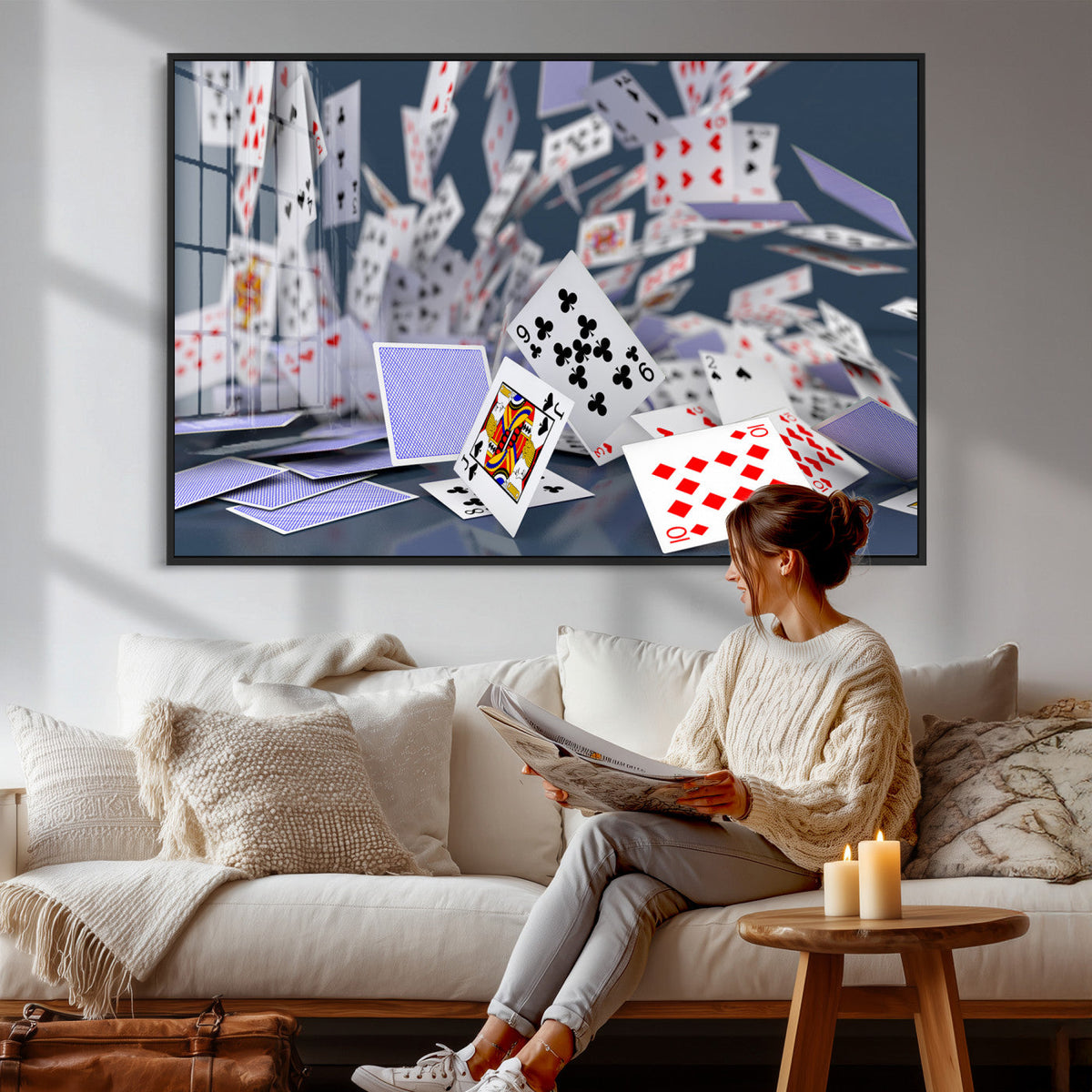 Playing Cards Canvas Wall Art | Casino Game Room Decor