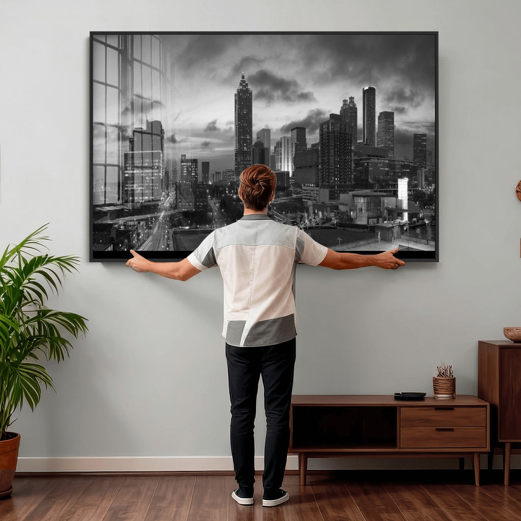 Atlanta Skyline Wall Art Canvas Print, Atlanta Downtown Night Cityscape