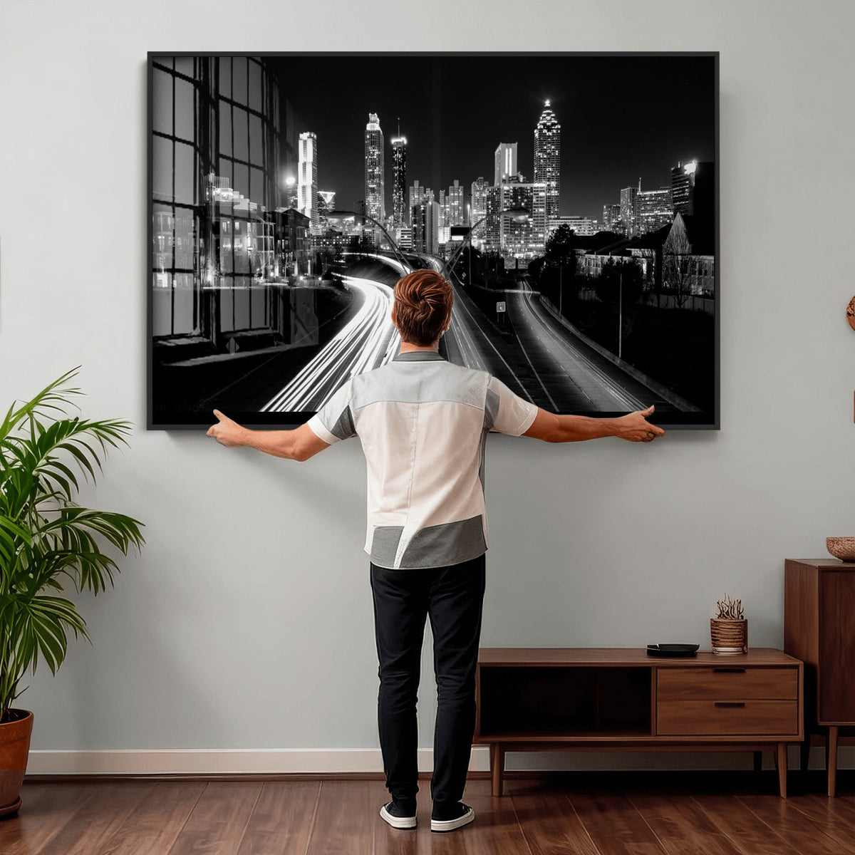 Atlanta Skyline Wall Art Canvas Print, Atlanta Downtown Night Cityscape