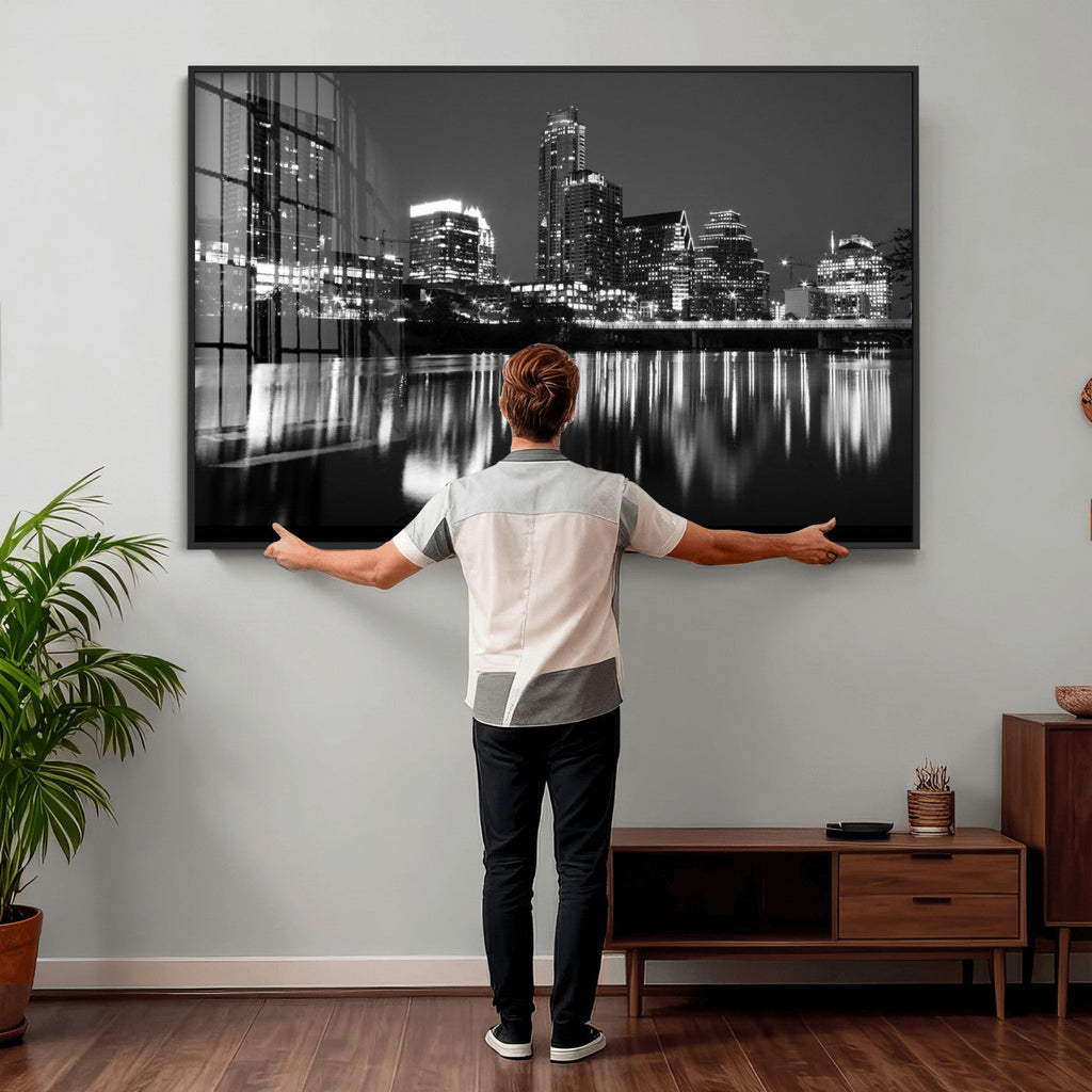 Austin Skyline Wall Art Canvas Print, Austin Downtown Night Cityscape