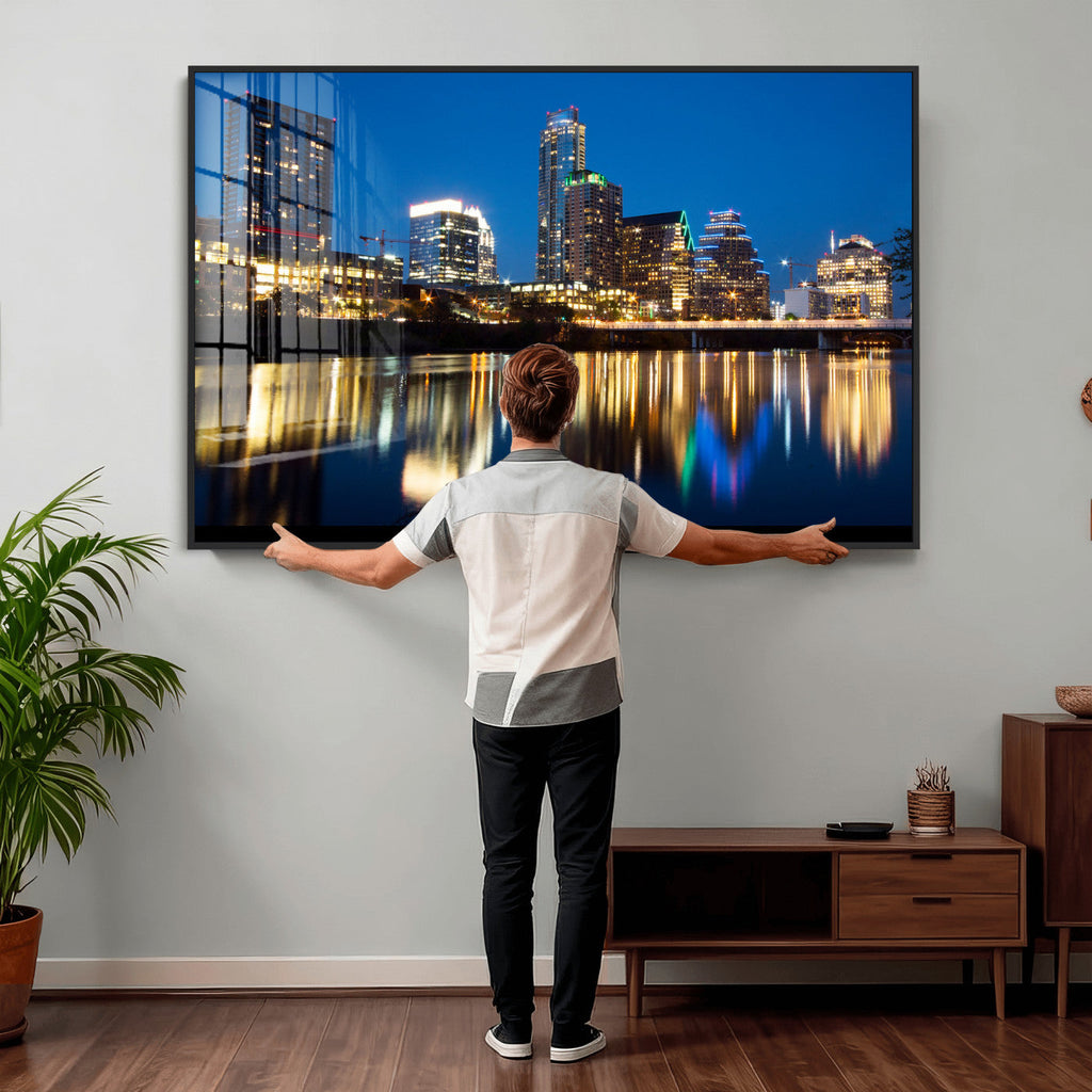 Austin Skyline Wall Art Canvas Print, Austin Downtown Night Cityscape