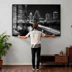 Austin Skyline Wall Art Canvas Print, Austin Downtown Night Cityscape