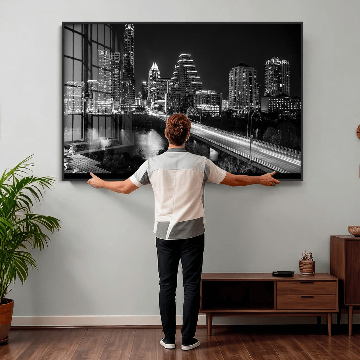 Austin Skyline Wall Art Canvas Print, Austin Downtown Night Cityscape