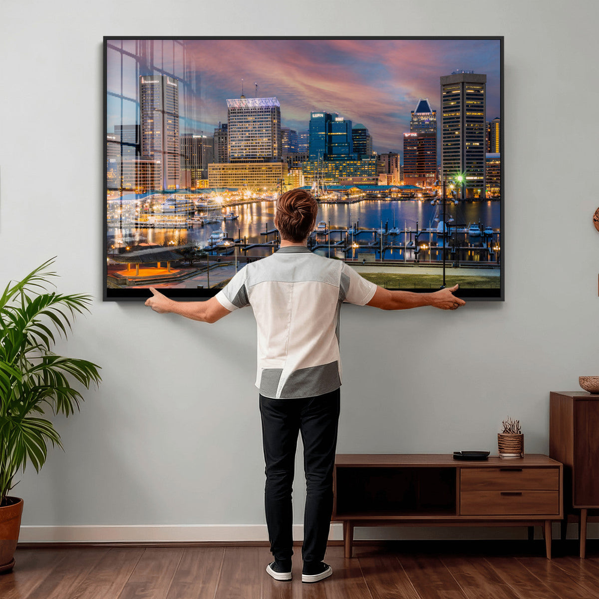 Baltimore Skyline Wall Art Canvas Print, Baltimore Downtown Night Cityscape