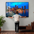 Boston Wall Art Canvas Print, Boston City Downtown Night Cityscape