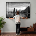 Chicago Wall Art Canvas Print, Chicago City Downtown Night Cityscape
