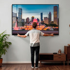Chicago Wall Art Canvas Print - Chicago City Downtown Night Cityscape