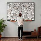Abstract Texas Cow Wall Art Canvas Print, Farm Longhorn Art for Cabin Decor