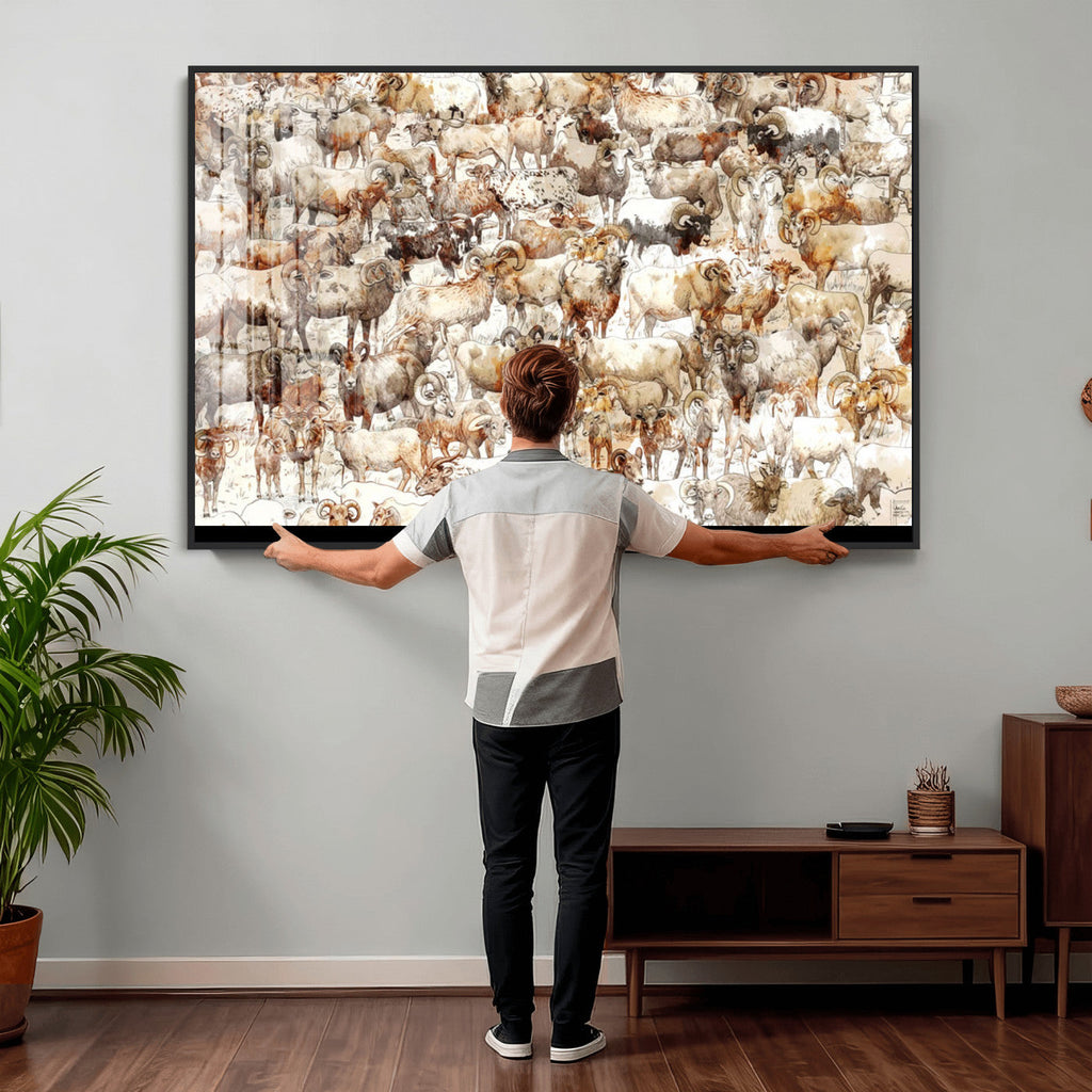 Farmhouse Bighorn Sheep Wall Art Canvas Print