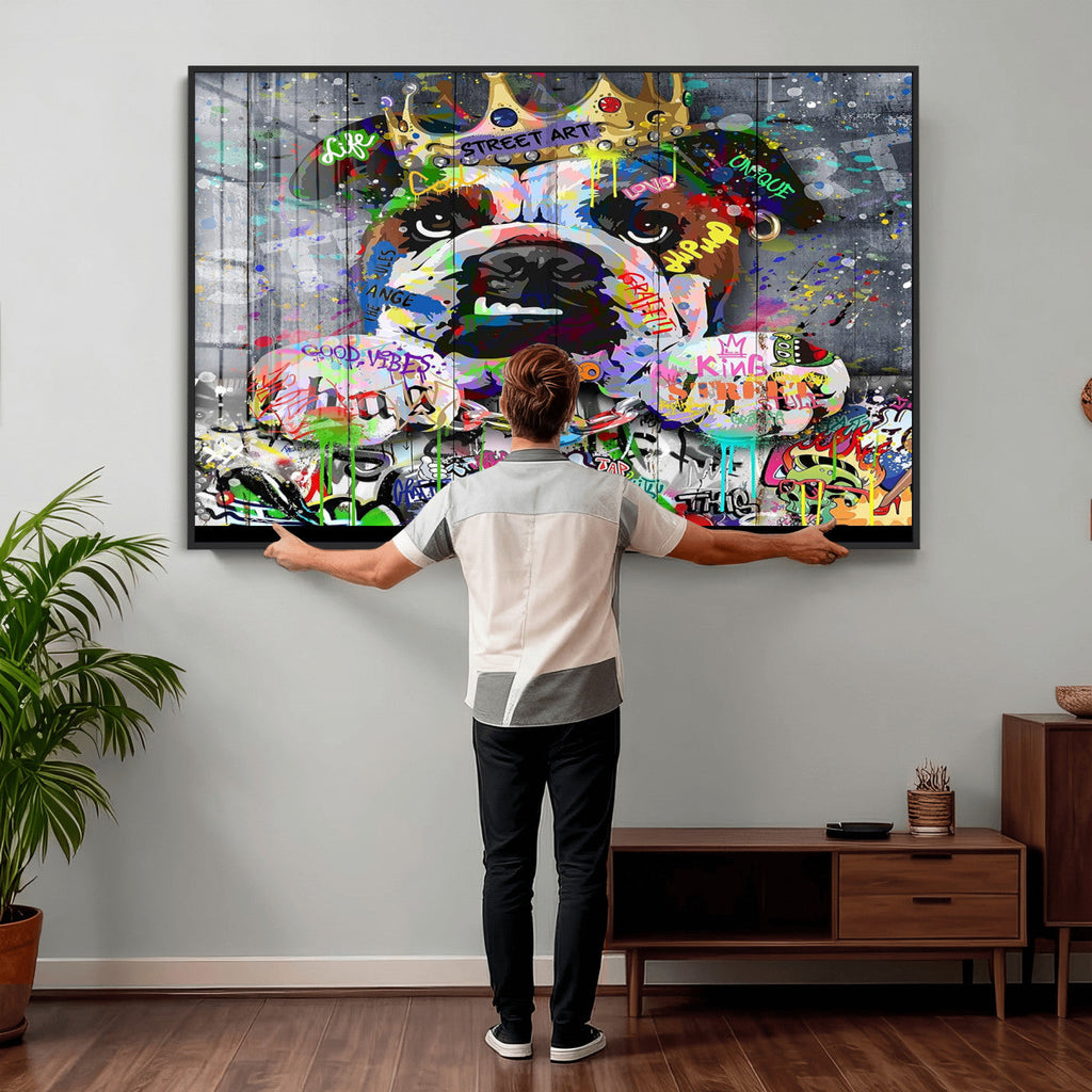 Graffiti Dog Wall Art Decor for Teen Bedroom | Abstract Graffiti Animal Canvas