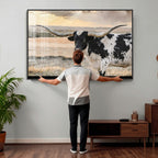 Texas Longhorn Bull Rustic Wall Art Canvas Print
