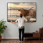 Texas Longhorn Wall Art Canvas Print, Western Ranch Bull Photography