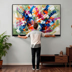 Geometric Abstract Wall Art Canvas Print, Orange Blue