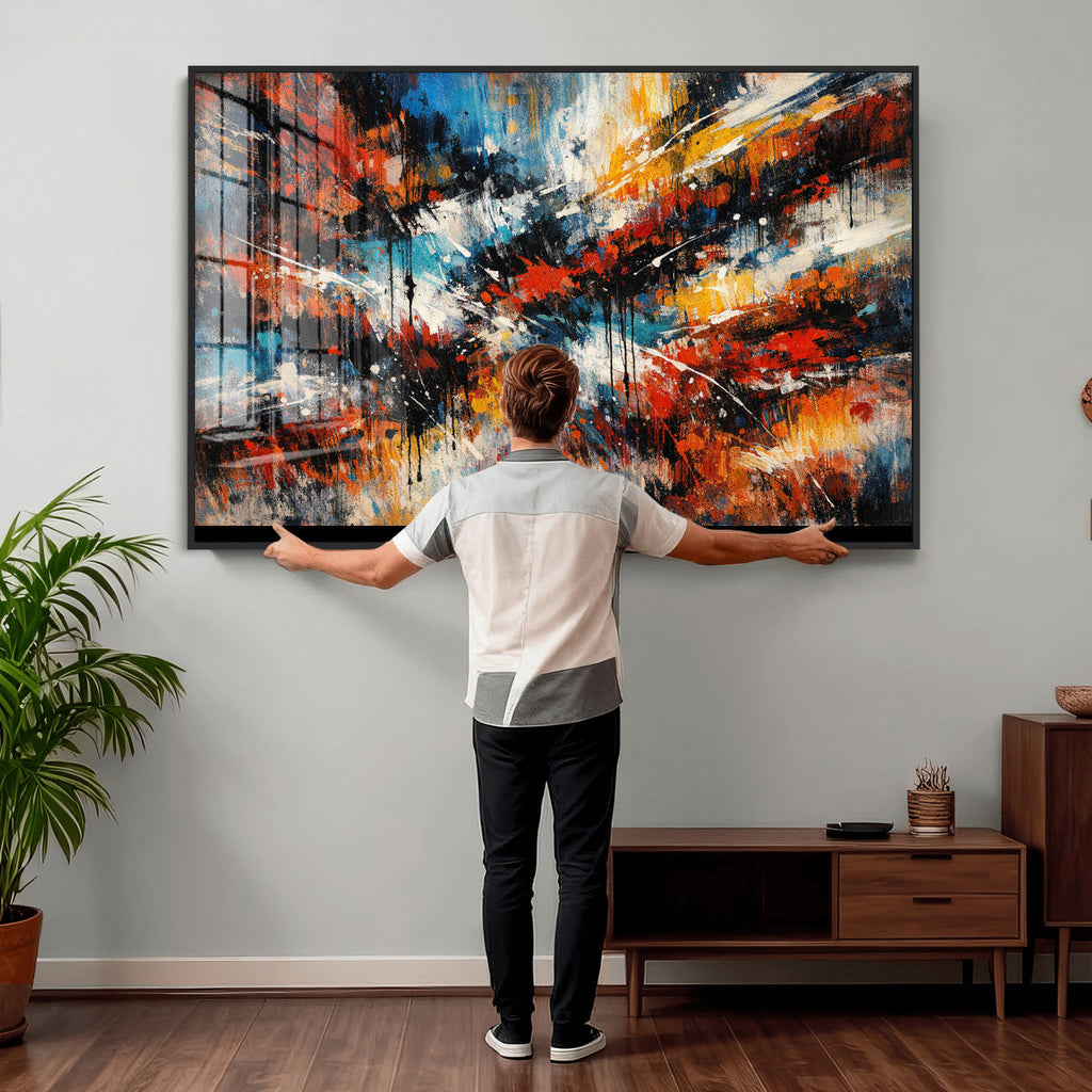 Lyrical Abstract Wall Art Canvas Print, Orange Blue Abstract