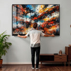 Lyrical Abstract Wall Art Canvas Print, Orange Blue Abstract