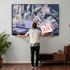 Playing Cards Canvas Wall Art | Casino Game Room Decor