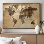 Push Pin World Map Canvas Print | Framed Travel Tracker Wall Art