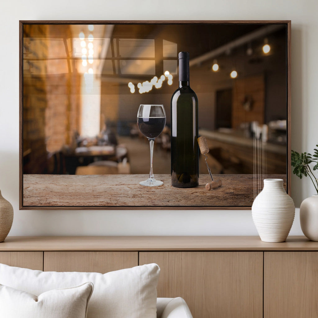 Wine and Bottle Wall Art Canvas Print