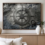 Ship Steering Wheel Vintage Wall Art Canvas Print