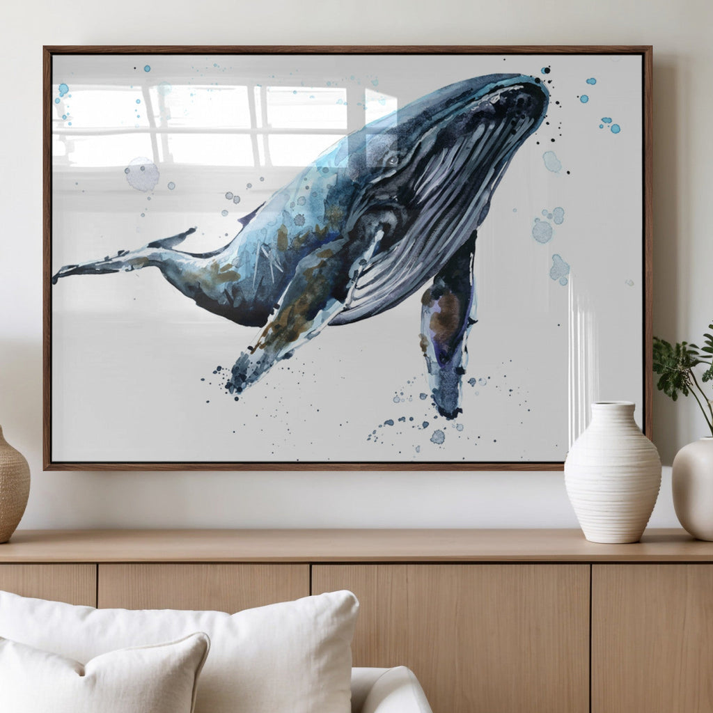 Watercolor Whale Wall Art Canvas Print