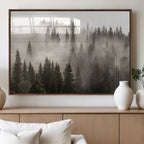Foggy Mountain Wall Art | 3-Panel Foggy Forest and Mountain Landscape Canvas Print