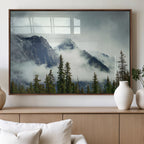 Mountain Mist Canvas Wall Art Print | 3-Panel Foggy Forest and Mountain Landscape