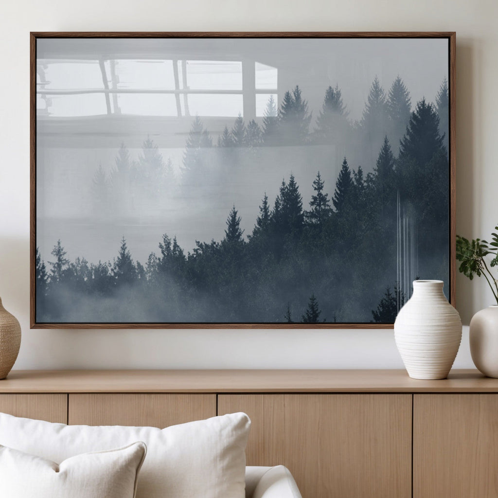 Foggy Pine Forest Wall Art Canvas Print