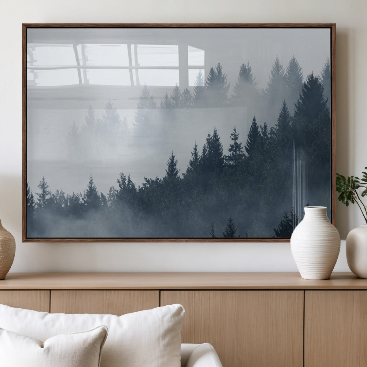 Foggy Pine Forest Wall Art Canvas Print