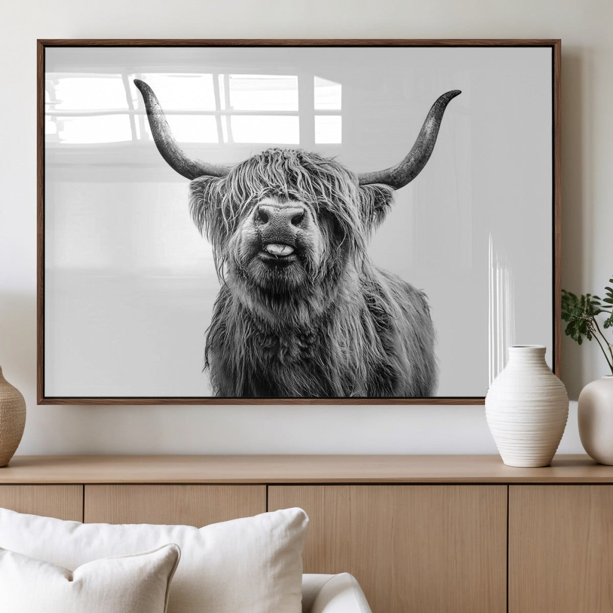 Fanny Scottish Highland Cow Cattle Art Print Farmhouse Wall Art Canvas Print